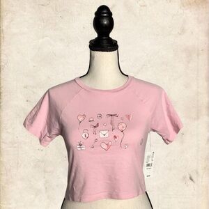 Pink Graphic Crop Top